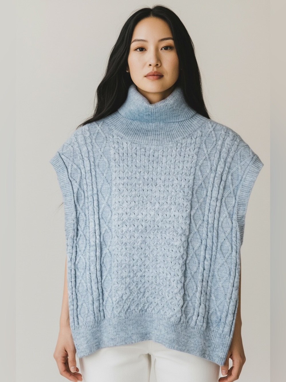 Turtle Neck Women’s Knit Grey Sleeveless Sweater Size Medium NWT
